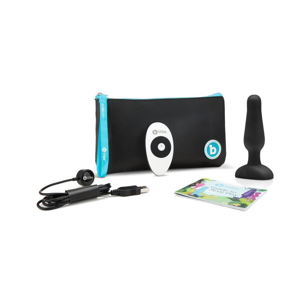 b-Vibe Novice Rechargeable Remote-Controlled Vibrating Silicone Anal Plug Black - Fantasies Boutique