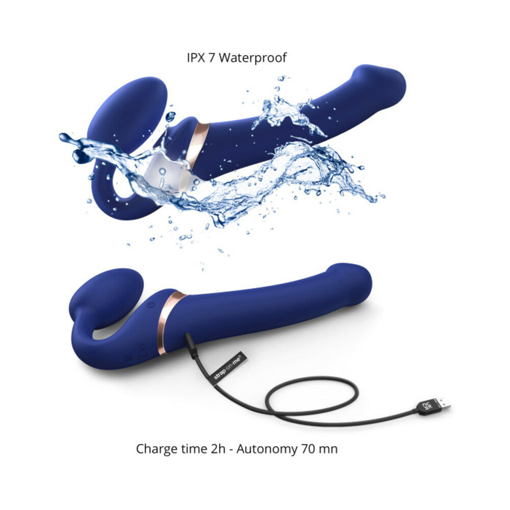 Strap-On-Me Rechargeable Remote-Controlled Multi Orgasm Bendable Strap-On Night Blue L - Fantasies Boutique