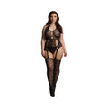 Le Desir Lace Suspender Bodystocking Black Queen Size - Fantasies Boutique