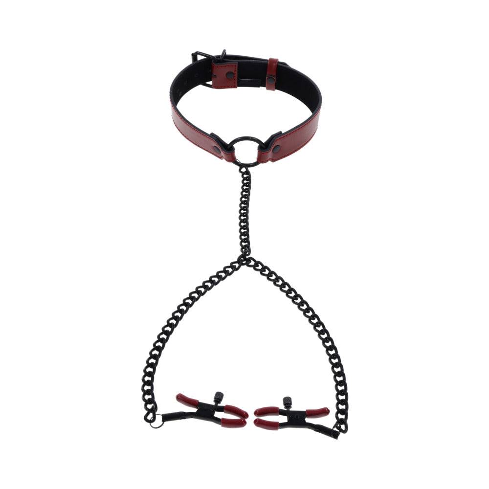 Sportsheets Saffron Collar with Nipple Clamps - Fantasies Boutique