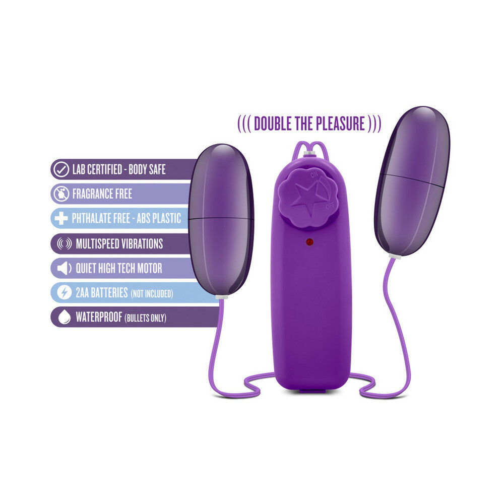 B Yours Double Pop Eggs Remote-Controlled Dual Bullet Vibrator Plum - Fantasies Boutique