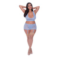 Magic Silk Ooh La Lace Bralette, Garter Skirt & G-String Set Periwinkle Queen Size - Fantasies Boutique