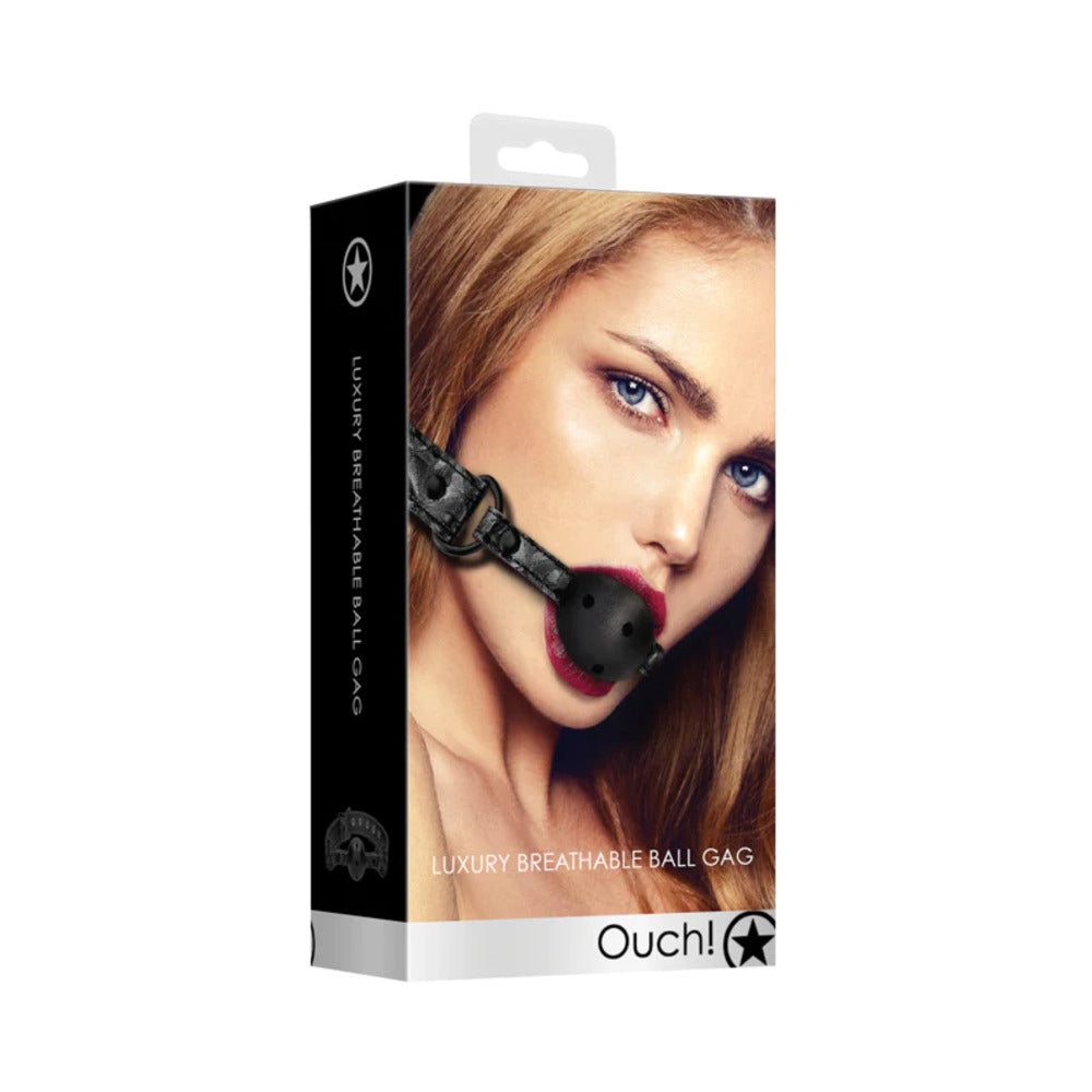 Ouch! Luxury Adjustable Breathable Ball Gag Black - Fantasies Boutique