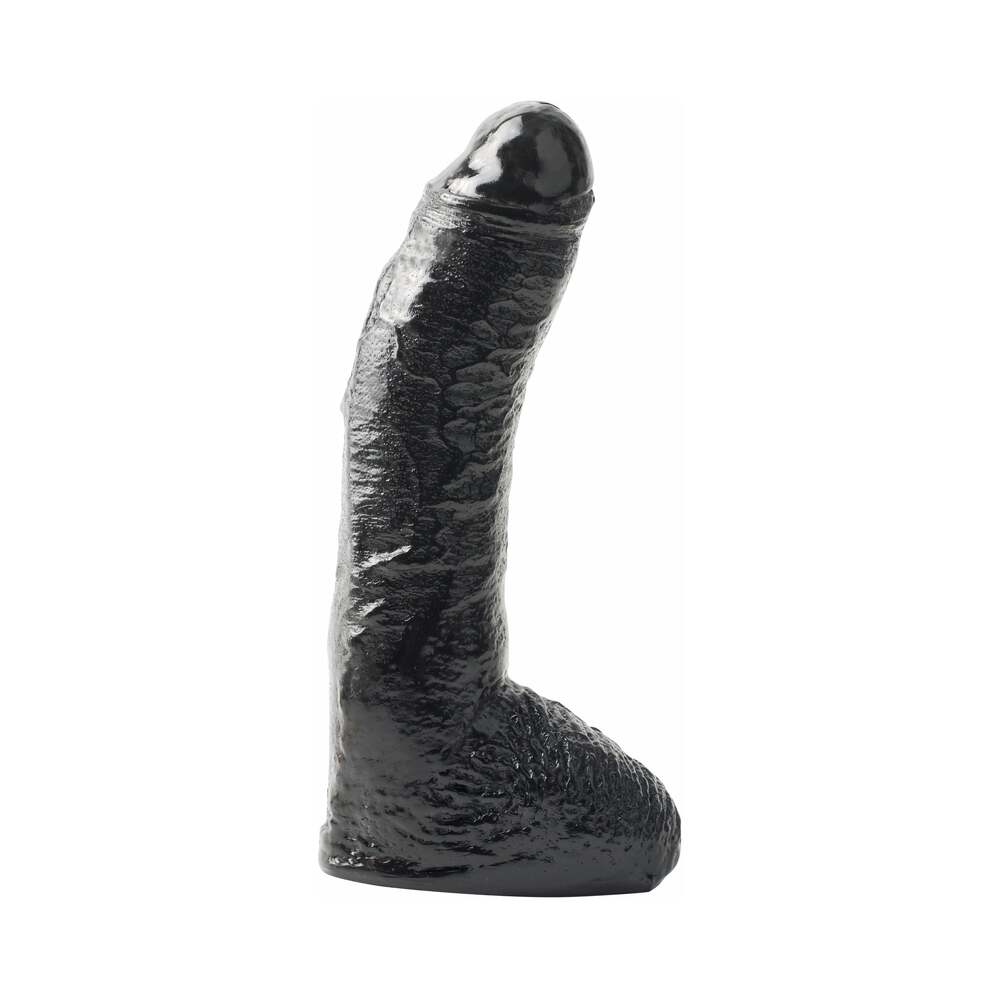 Basix Rubber Works Fat Boy 10 in. Dildo With Balls Black - Fantasies Boutique