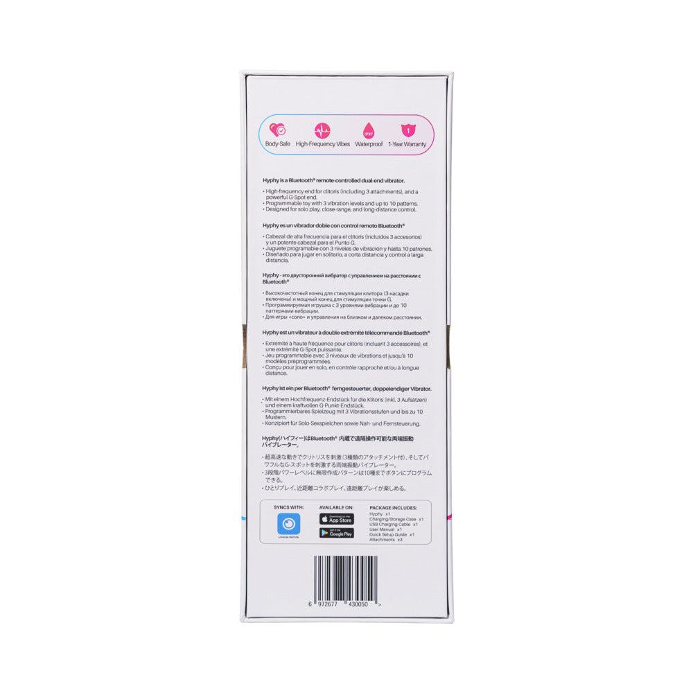 Lovense Hyphy Bluetooth Remote-Controlled Dual-End Vibrator Clitoral and G-Spot Stimulator - Fantasies Boutique