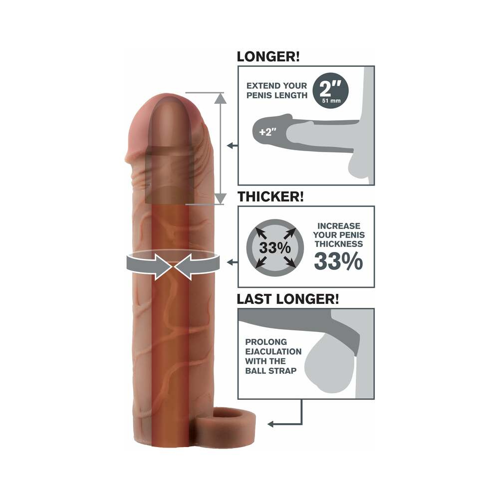 Fantasy X-tensions Perfect 2 in. Extension With Ball Strap Brown - Fantasies Boutique