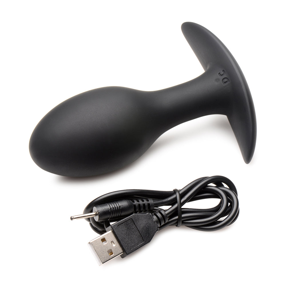 Curve Toys Rooster Rumbler Vibrating Silicone Anal Plug Large Black - Fantasies Boutique