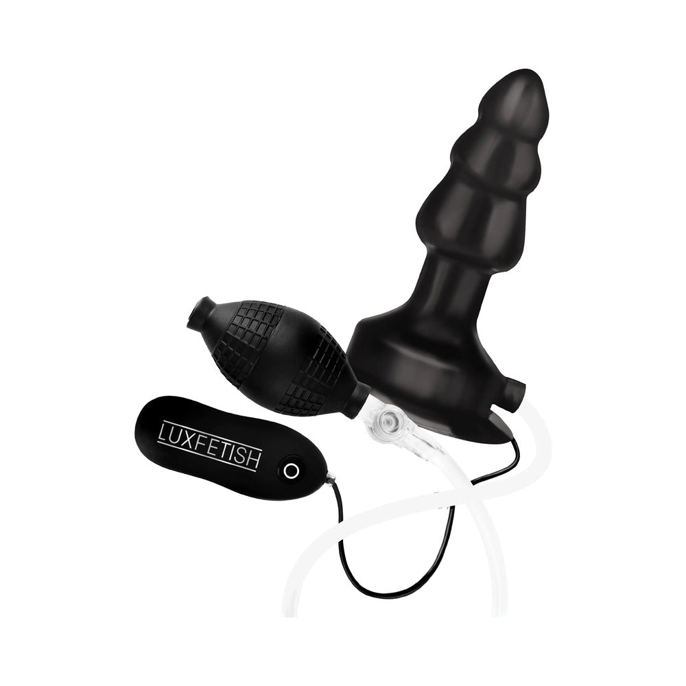 Lux Fetish 4 in. Inflatable Vibrating Butt Plug with Suction Base Remote-Controlled - Fantasies Boutique
