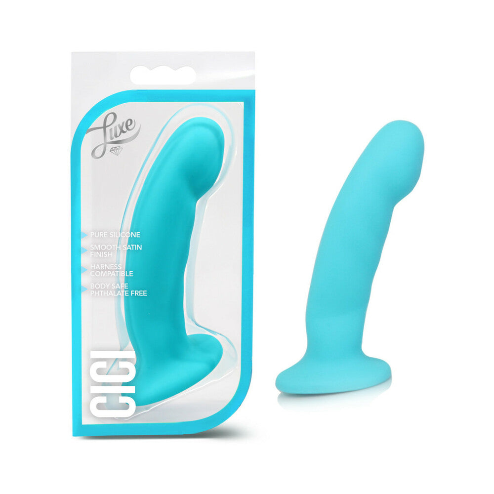 Luxe Cici 6.5 in. Curved Silicone Dildo Blue - Fantasies Boutique