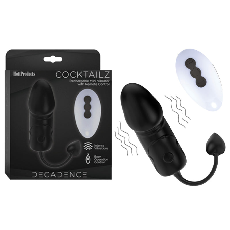 Decadence Cocktailz Vibrating Penis Shape Egg With Warming Element Remote Control Black - Fantasies Boutique