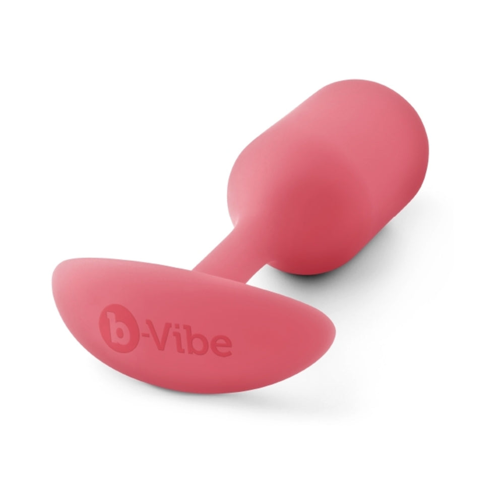 b-Vibe Snug Plug 2 Weighted Silicone Anal Plug Coral - Fantasies Boutique