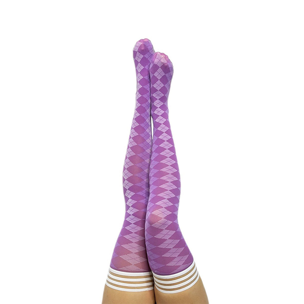Kixies Golf Collection Par 4 Argyle Thigh-High Purple Size B - Fantasies Boutique