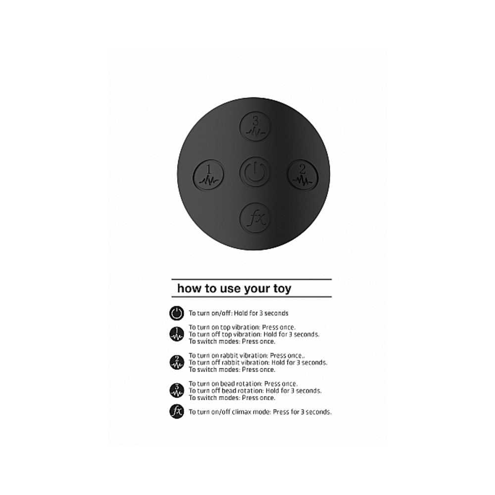 VIVE NIVA Rechargeable 360° Rotating Silicone Rabbit Vibrator Black - Fantasies Boutique