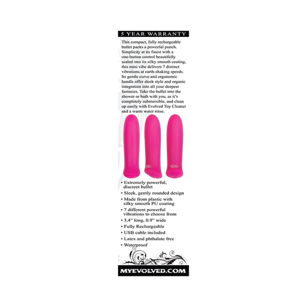 Evolved Pretty in Pink Rechargeable Silicone Bullet Vibrator - Fantasies Boutique