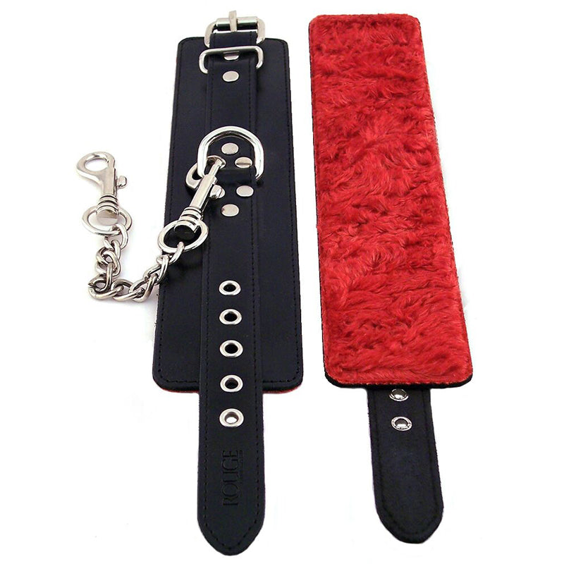 Rouge Fur Wrist Cuffs Black / Red - Fantasies Boutique