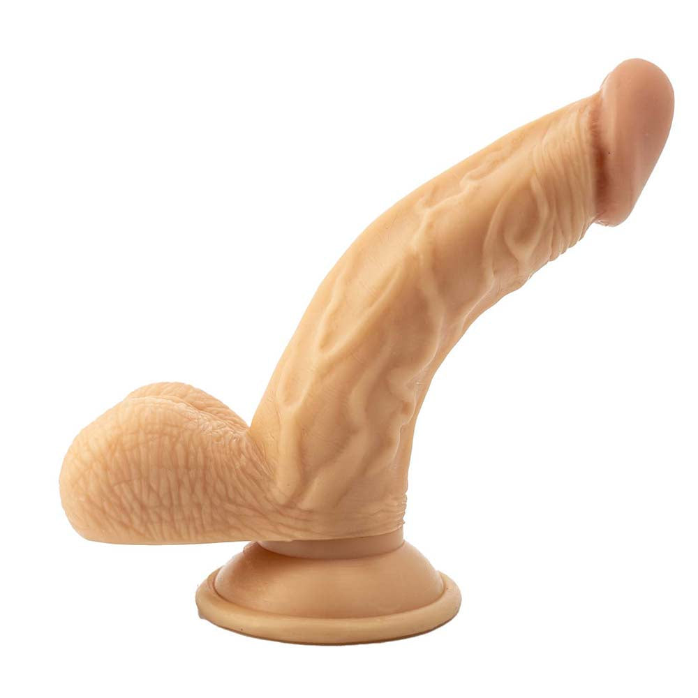 All American Whoppers 6.5 in. Curved Dong with Balls Beige - Fantasies Boutique