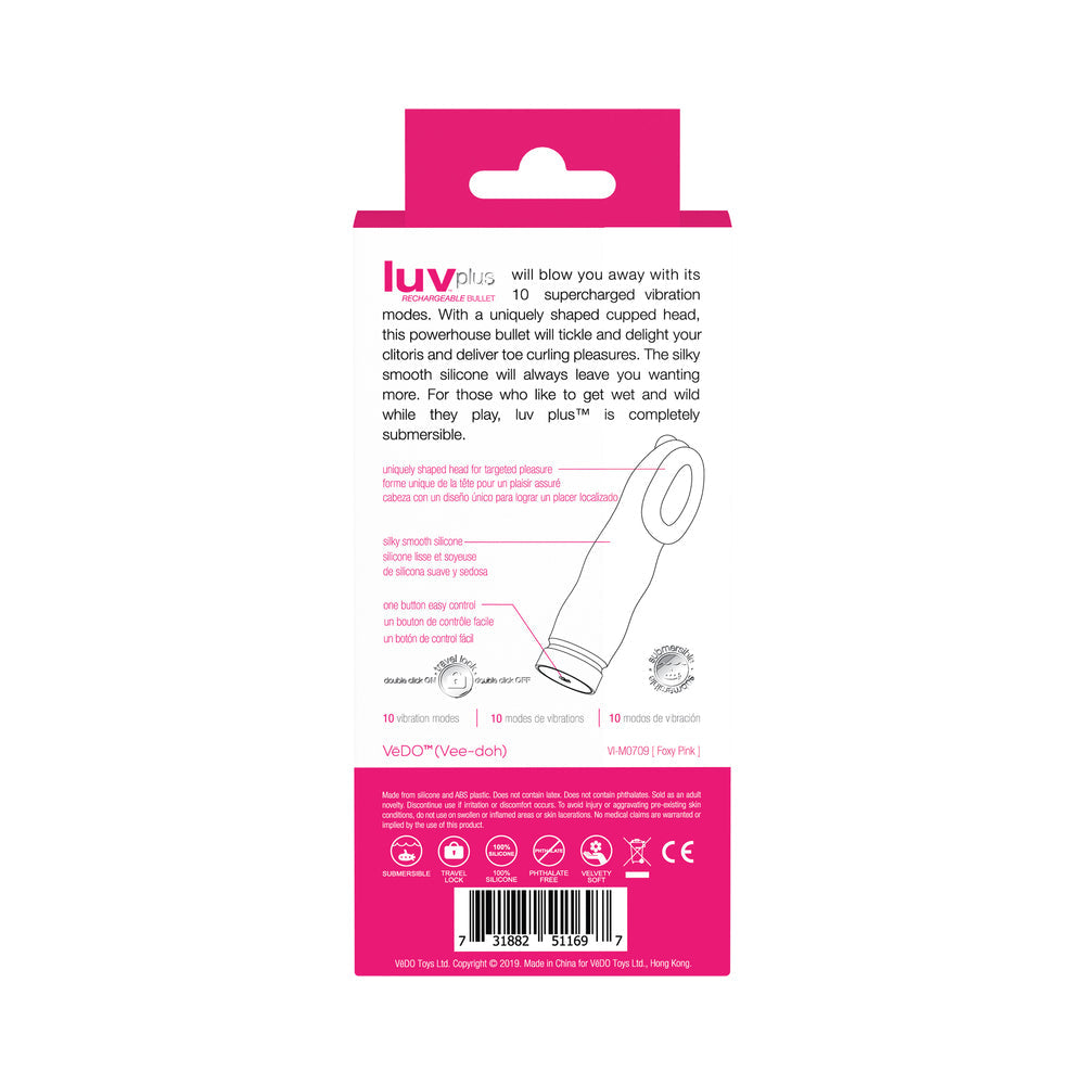 VeDO Luvplus Rechargeable Vibe - Foxy Pink - Fantasies Boutique