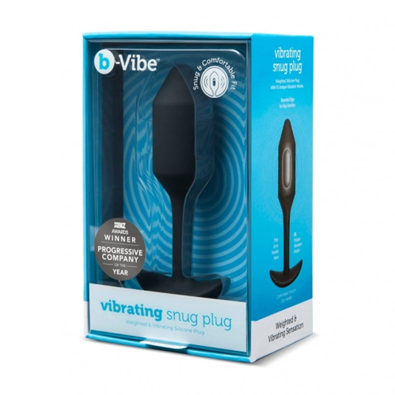 b-Vibe Vibrating Snug Plug 2 Rechargeable Weighted Silicone Anal Plug Black - Fantasies Boutique