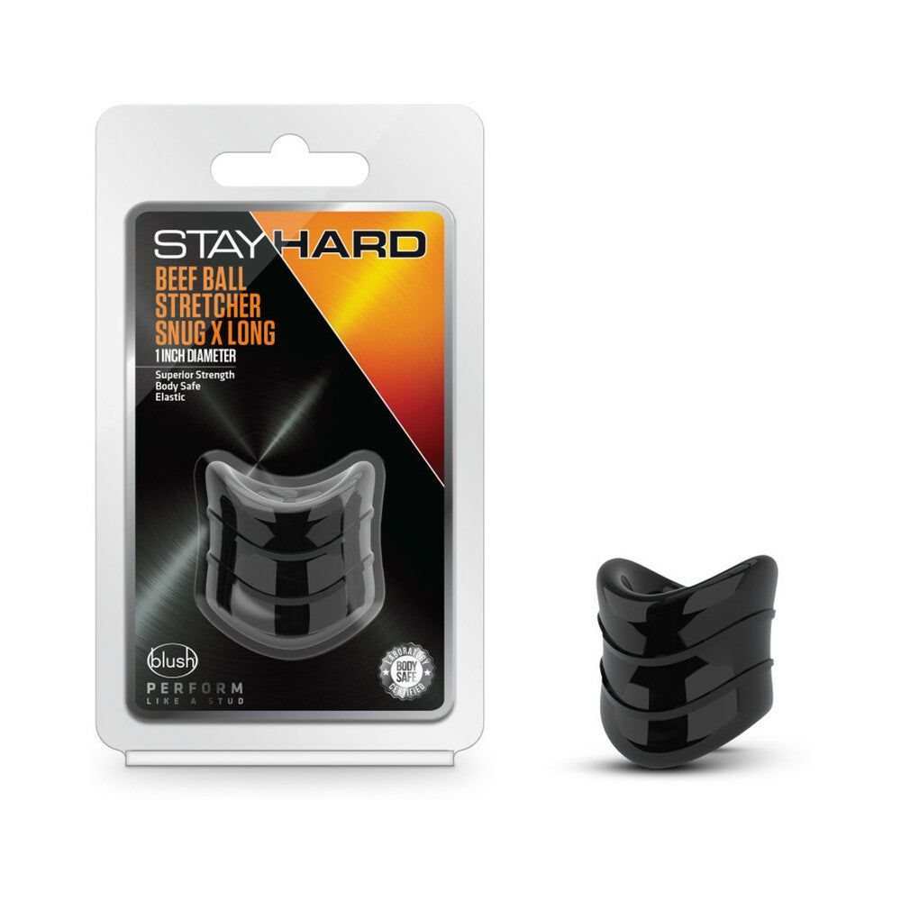 Blush Stay Hard Beef Ball Stretcher Snug X Long 1 in. Black - Fantasies Boutique