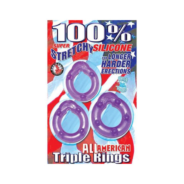 All American Triple Rings (Clear/Purple) - Fantasies Boutique