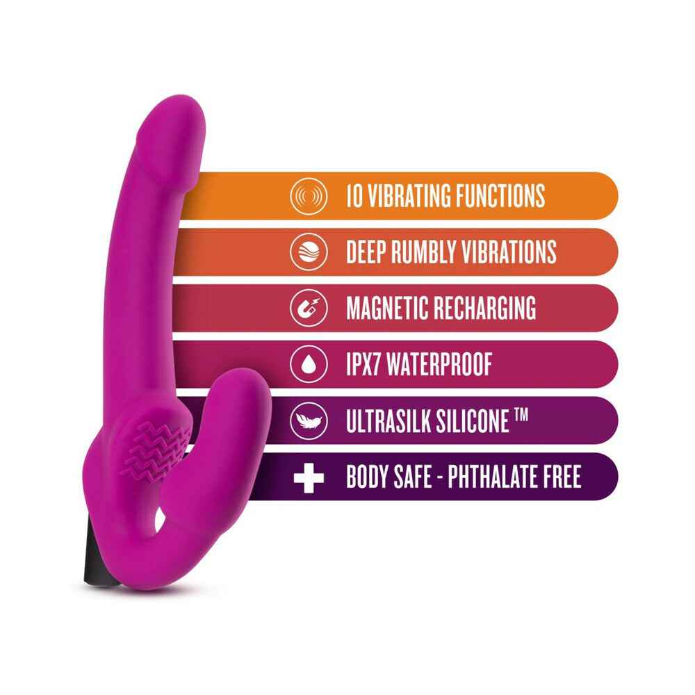 Temptasia Estella 9.5 in. Silicone Strapless Strap-On Dildo with Bullet Vibrator Pink - Fantasies Boutique
