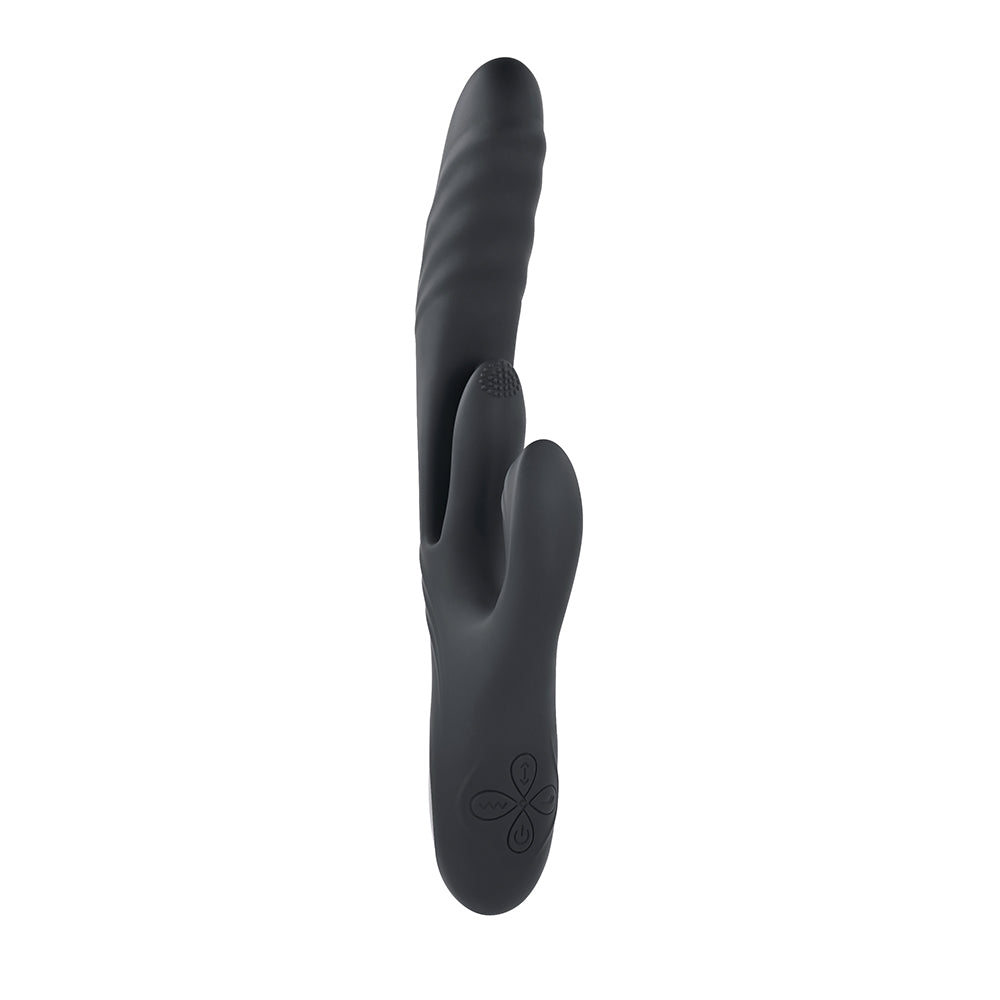 Playboy Rapid Rabbit Rechargeable Silicone Dual Stimulation Vibrator Black - Fantasies Boutique