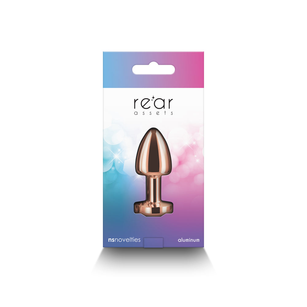 Rear Assets Petite Metal Anal Plug Rose Gold/Rainbow - Fantasies Boutique