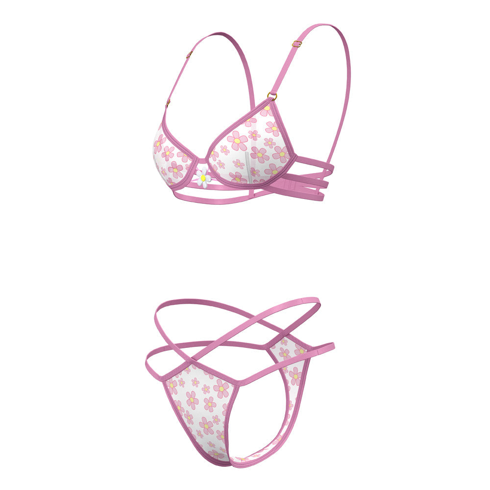 Magic Silk Daisy Bra & Thong Set Daisy Print L/XL