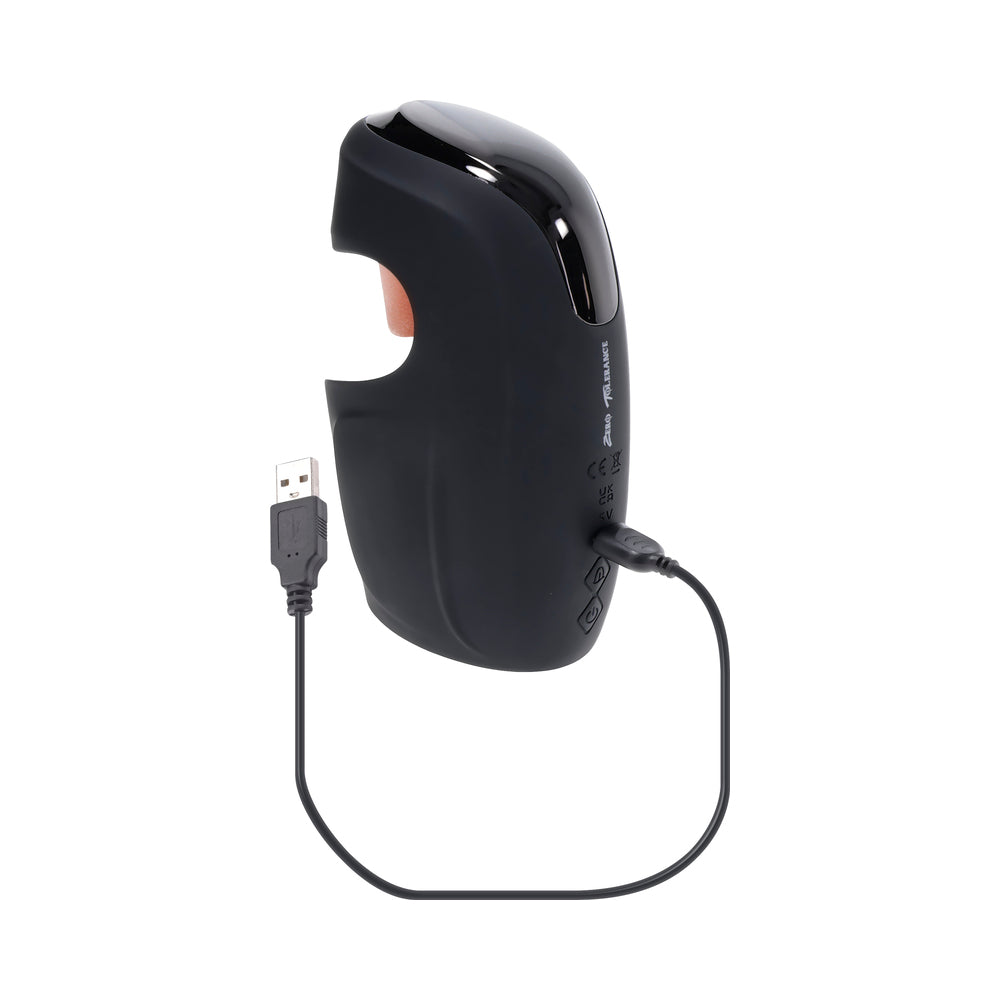 Zero Tolerance Lick The Tip Rechargeable Vibrating Thumping Stroker Silicone Black - Fantasies Boutique