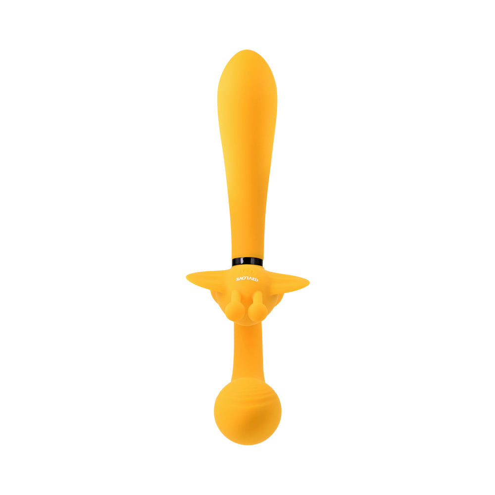 Evolved Monarch Rechargeable Silicone Multifunction Vibrating Strapless Strap-On Yellow - Fantasies Boutique