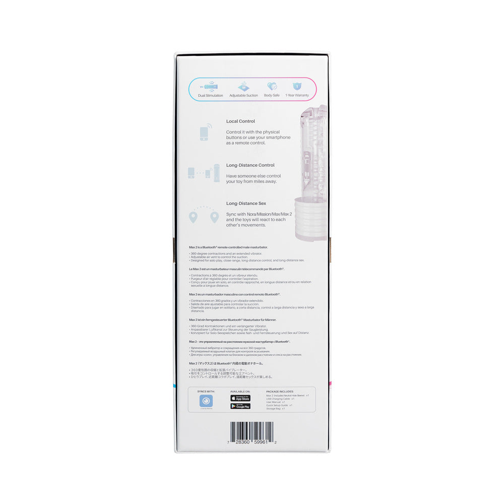 Lovense Max 2 Bluetooth App-Controlled Vibrating and Suction Masturbator (Neutral Sleeve) - Fantasies Boutique