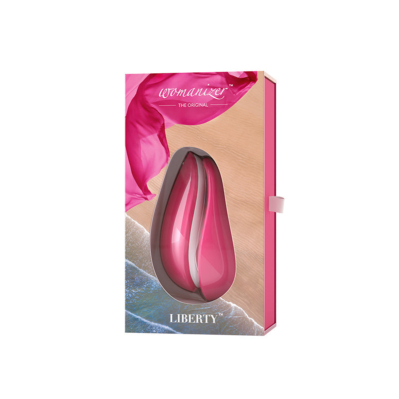 Womanizer Liberty Rechargeable Silicone Compact Travel Pleasure Air Clitoral Stimulator Pink Rose - Fantasies Boutique