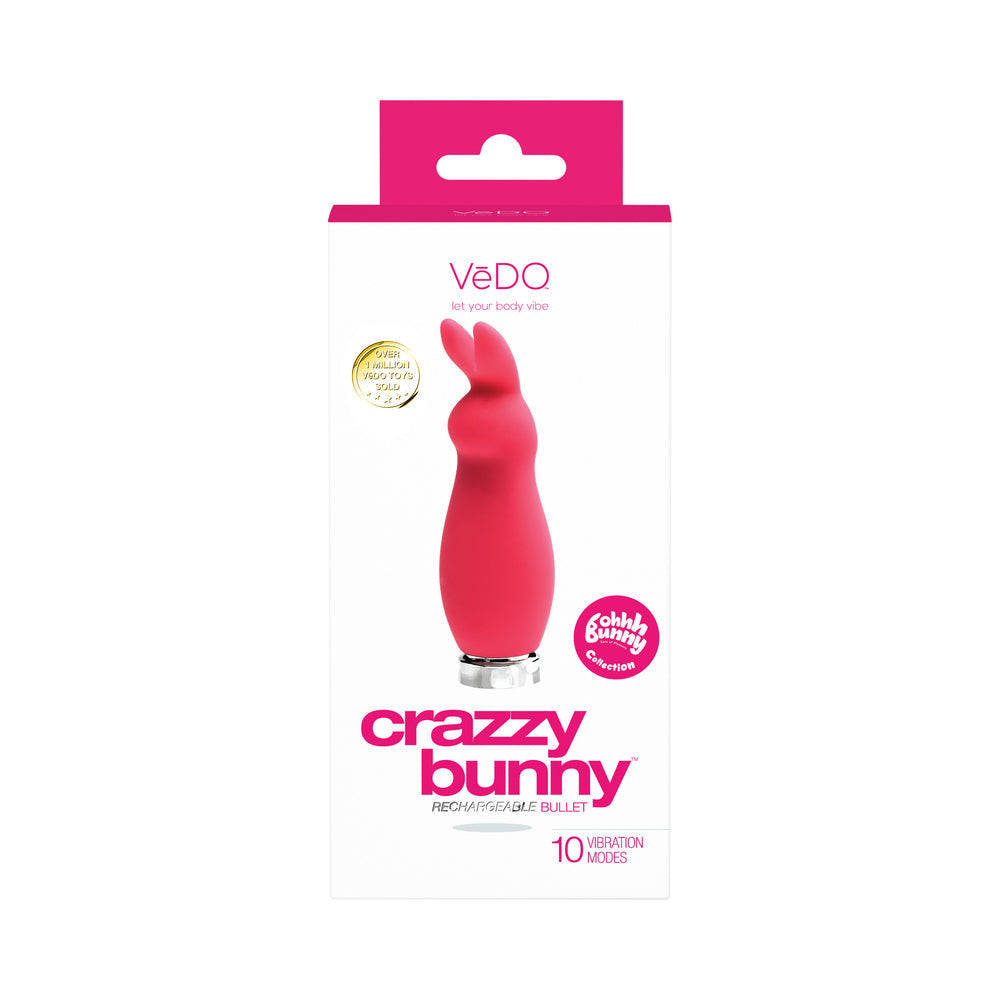 VeDO Crazzy Bunny Rechargeable Mini Vibe - Pretty In Pink - Fantasies Boutique