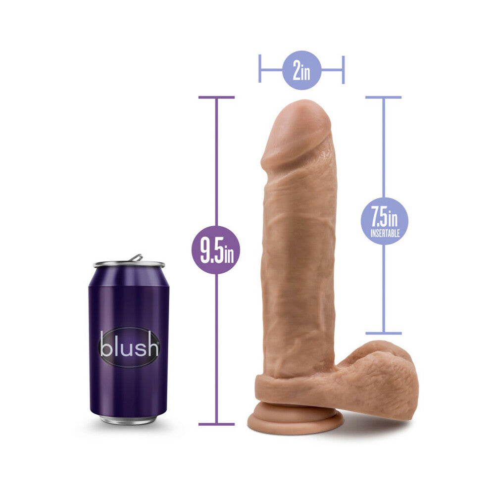 Au Naturel 9.5 in. Posable Dual Density Dildo with Balls Tan - Fantasies Boutique