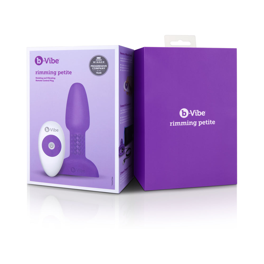 b-Vibe Rimming Petite Rotating and Vibrating Remote Control Plug Purple - Fantasies Boutique