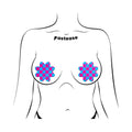 Pastease Neon Checkered Pink & Blue Petal Breast Pasties