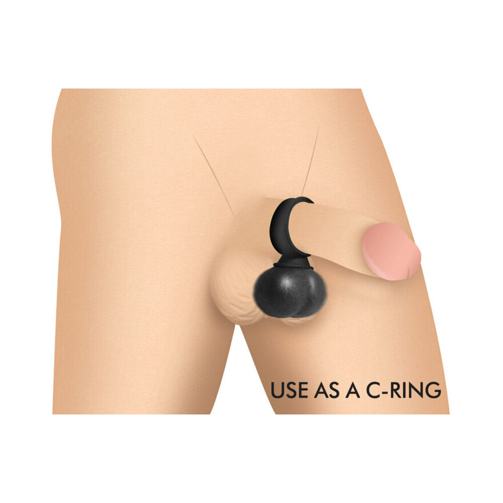 Jock 28X Vibrating Silicone Balls with Remote Control XL Black - Fantasies Boutique