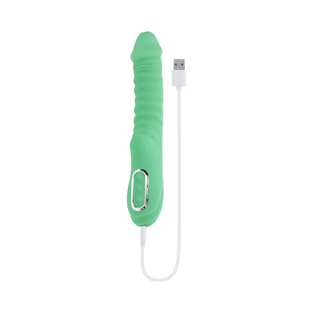 Evolved Full Throttle Rechargeable Warming Vibrator Silicone Mint Green