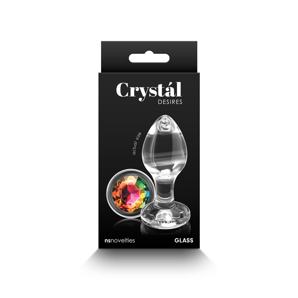 Crystal Desires Rainbow Gem Glass Plug Medium - Fantasies Boutique