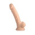 Curve Toys FLESHSTIXXX Rechargeable 8 in. Posable Vibrating Dildo with Balls & Suction Cup Beige - Fantasies Boutique