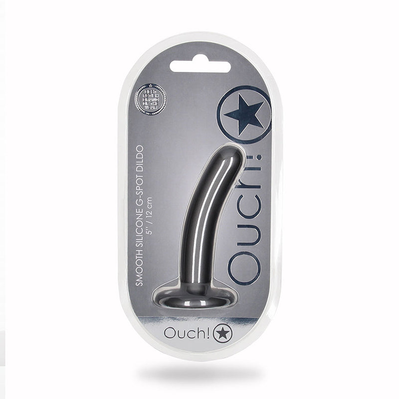 Ouch! Smooth Silicone 5 in. G-Spot Dildo Gunmetal