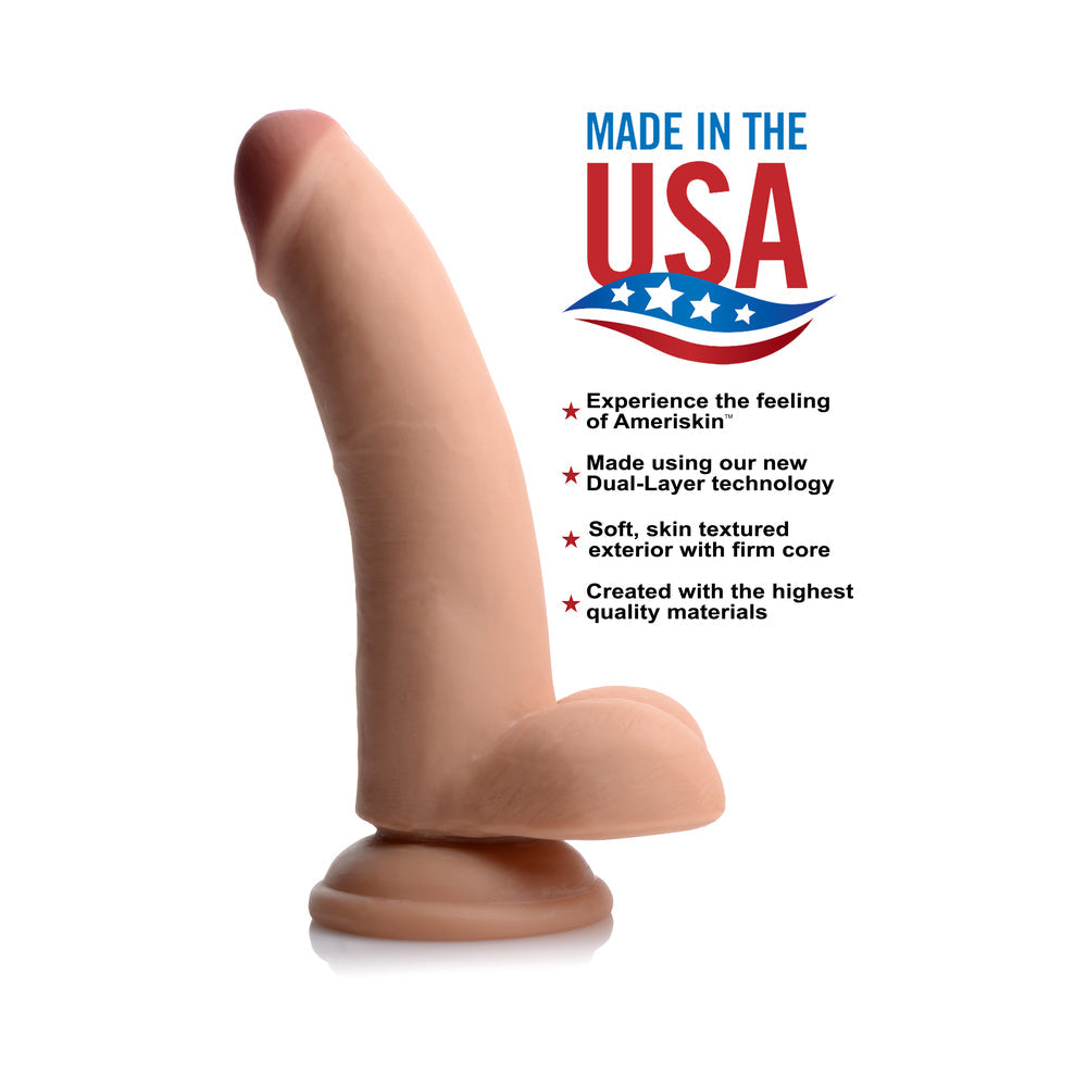 USA Cocks 8 in. Ameriskin Dual Density Dildo Light