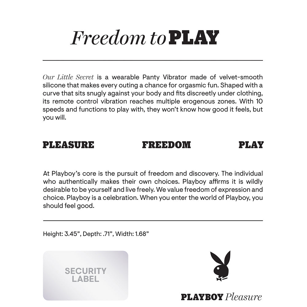 Playboy Our Little Secret Rechargeable Remote Controlled Silicone Underwear Vibrator Acai - Fantasies Boutique