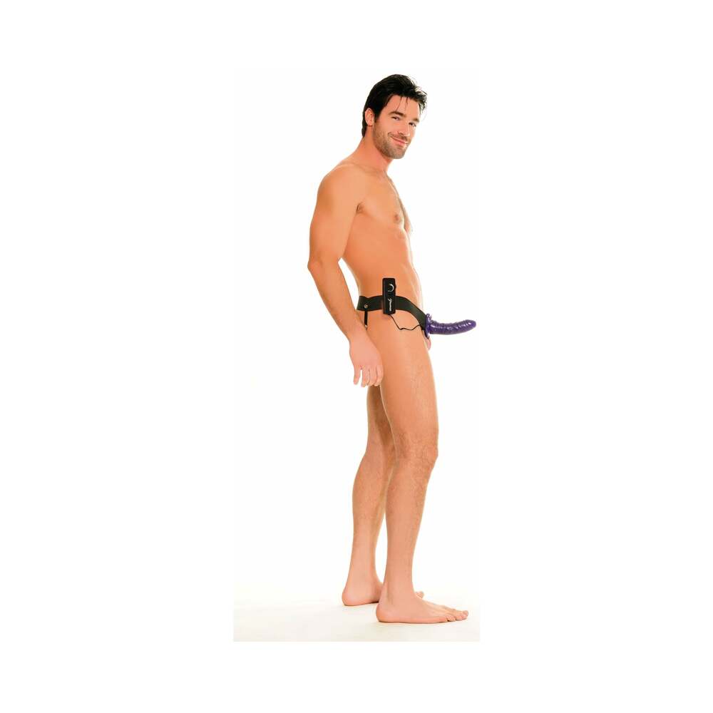 Fetish Fantasy Series For Him or Her Vibrating 6 in. Hollow Strap-On Purple/Black - Fantasies Boutique