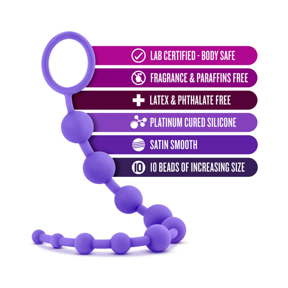 Blush Luxe Silicone 10 Beads for Anal Play Purple - Fantasies Boutique