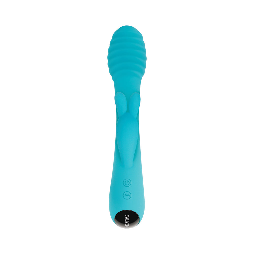 Evolved Aqua Bunny Rechargeable Silicone Rabbit Vibrator Teal - Fantasies Boutique