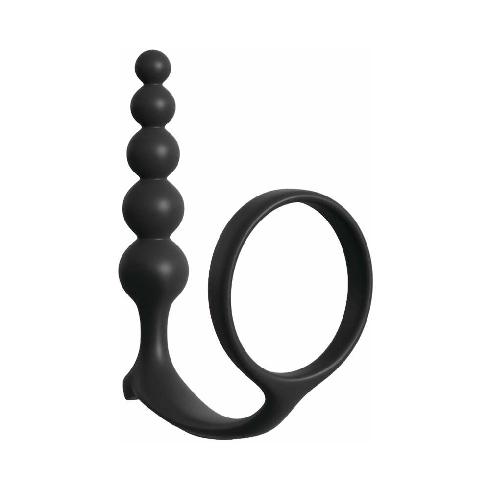 Pipedream Anal Fantasy Collection Silicone Ass-Gasm Cockring Anal Beads Black - Fantasies Boutique