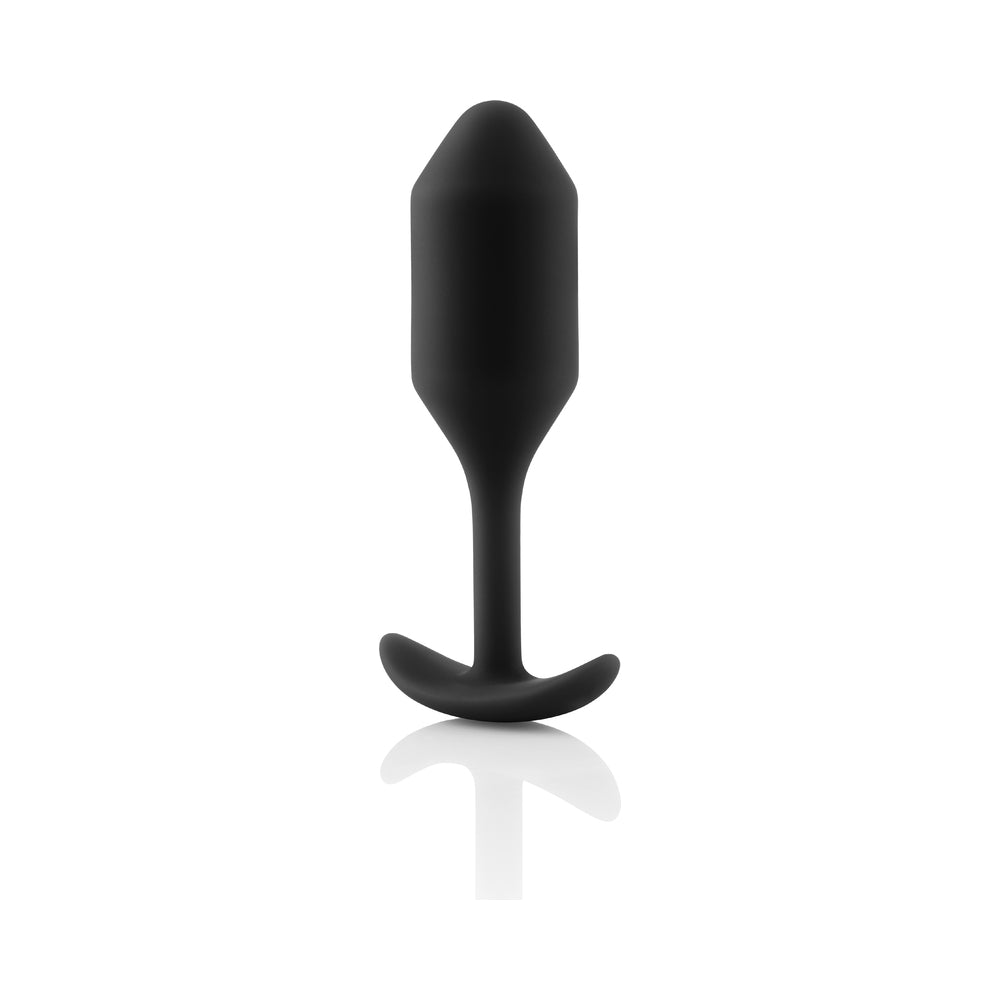 b-Vibe Snug Plug 2 Weighted Silicone Anal Plug Black - Fantasies Boutique