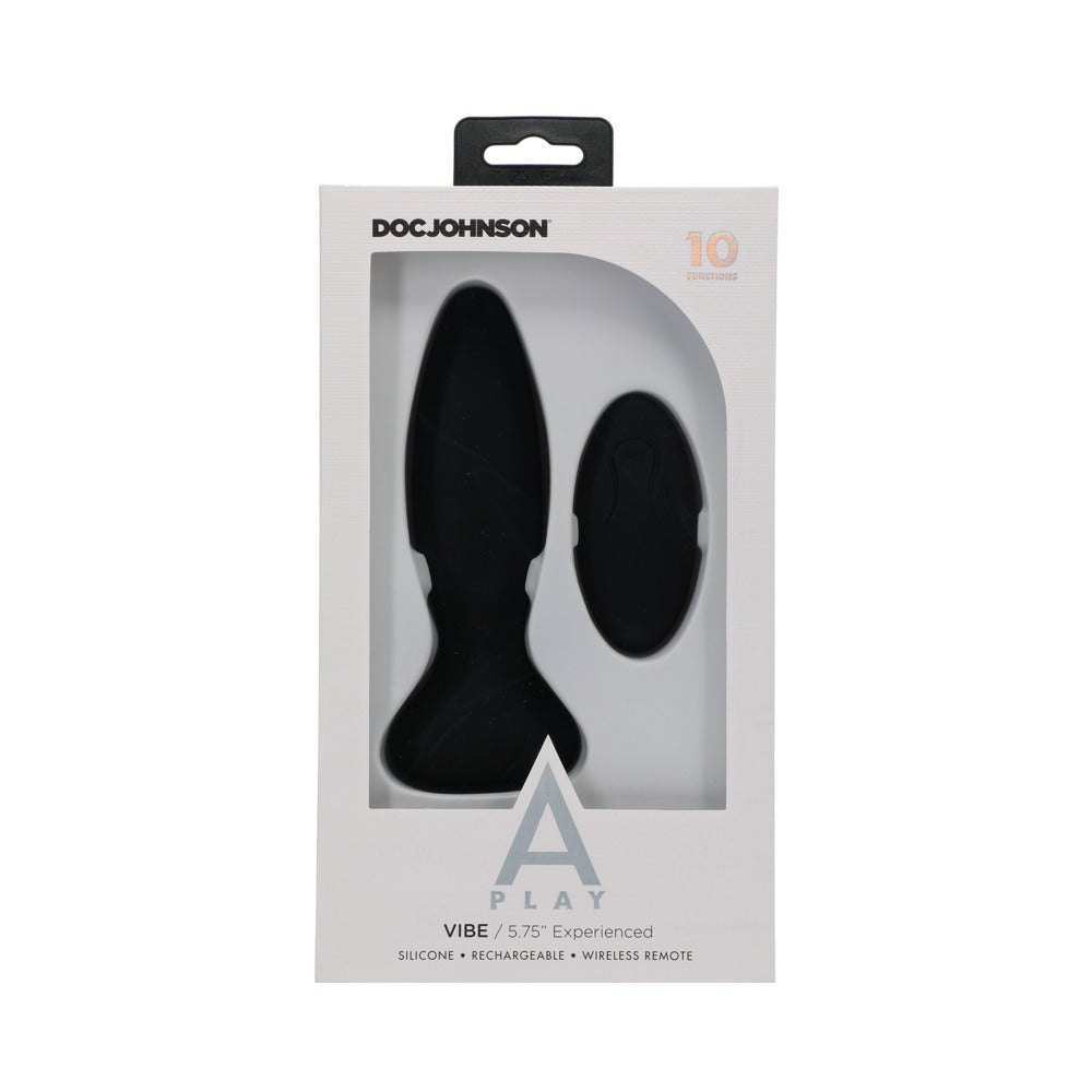 A-Play Vibe Experienced Rechargeable Silicone Anal Plug with Remote Black - Fantasies Boutique