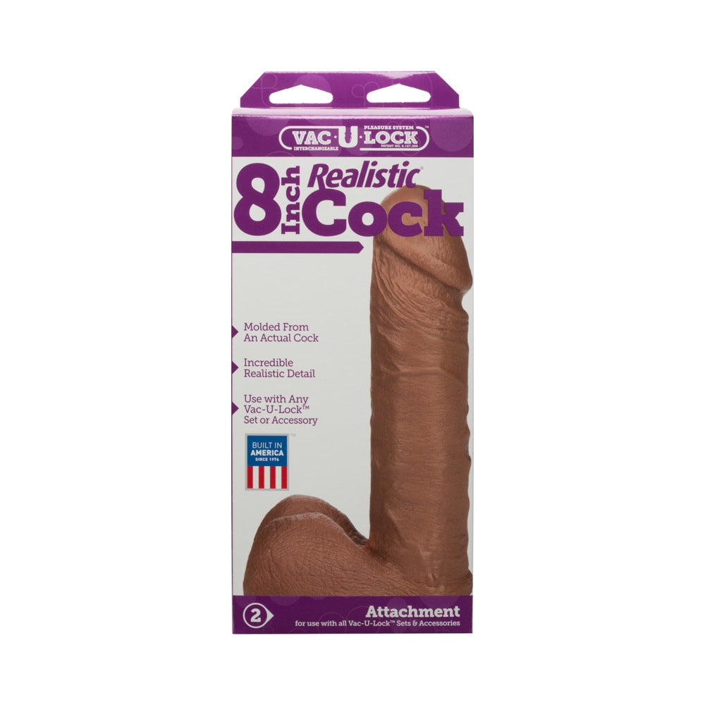 Vac-U-Lock - 8 Inch Realistic Cock Brown - Fantasies Boutique